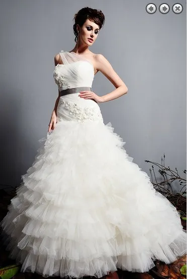Casamento сексуальные цветы многоуровневый пояс одно плечо vestido de noiva новое модное свадебное платье Свадебные платья