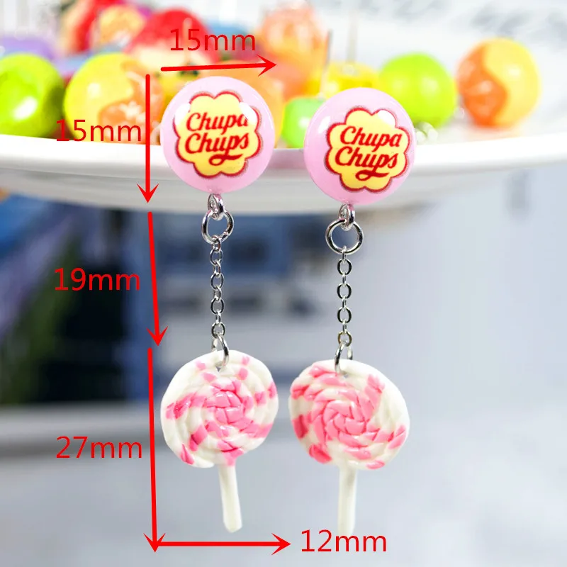 1Pair Stud Earring Multicolours  Resin Candy  Charms With Sweet Fruit  Fashion Jewelry Gift
