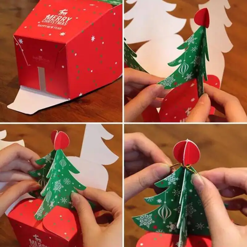 3D Рождественская елка Подарочная коробка с колокольчиком бумажная коробка для конфет DIY печенье шоколад бумажное яблоко коробки LX8812