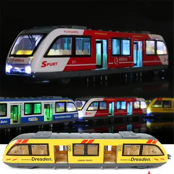 

1:64 Magnetic Pull Back Alloy Connected Subway Metro Track Train Alloy Model Toys Sound & Light Car Collection