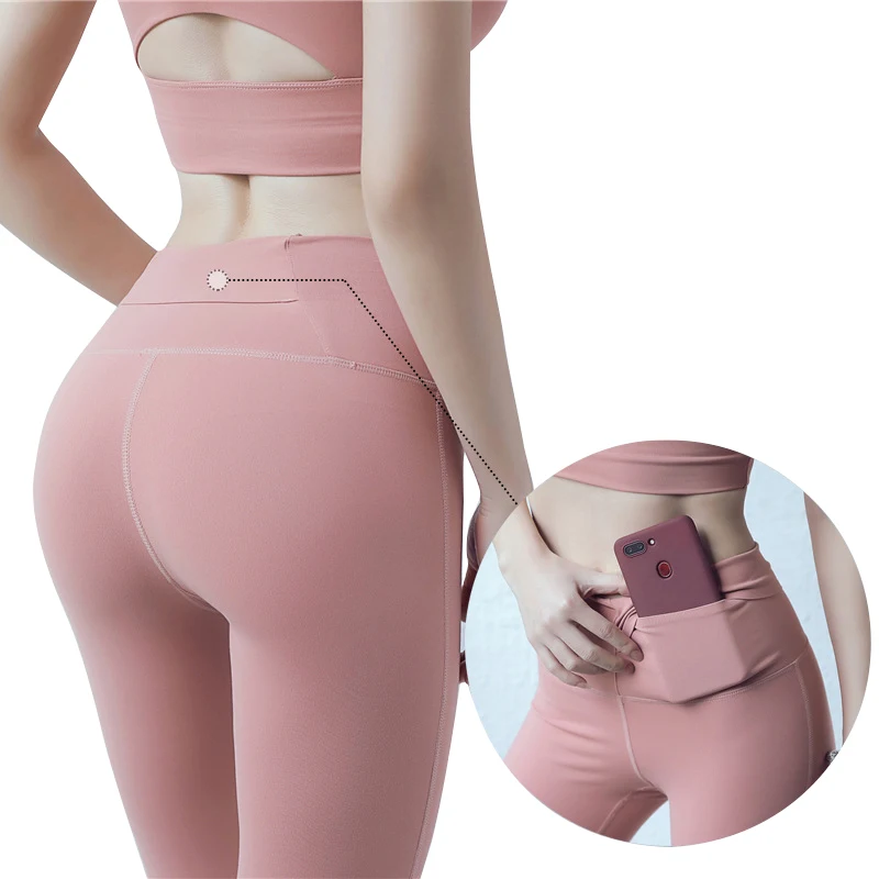 

SVOKOR Women's Leggings Solid High Waist Hip Fitness Leggings High Elastic Waist Bag Casual Pants Sweat