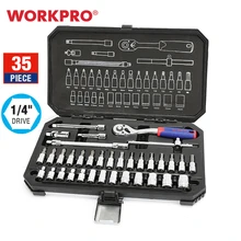 WORKPRO 35/64PC Ensemble D'outils Maison Instruments Ensemble D'outils pour Outils De Réparation De Voiture 1/4 "Dr Clé À Cliquet À Douille