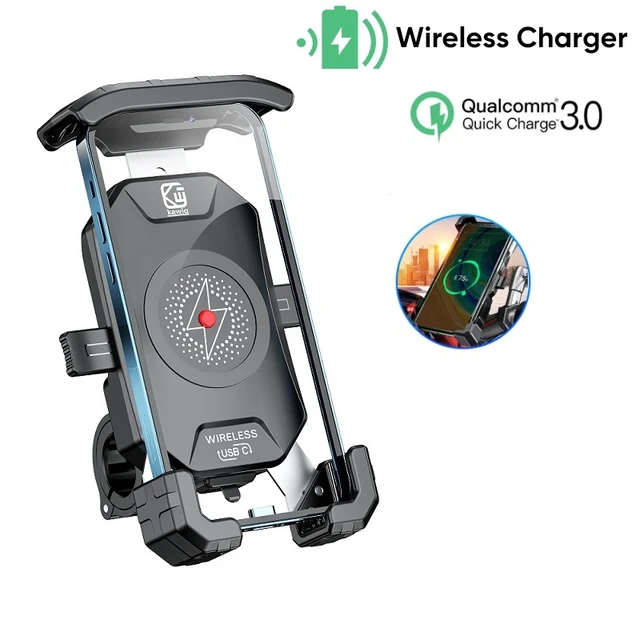 Motorcycle Phone Holder With Qi 15w Wireless Charger & Usb C 20w Fast  Charging Waterproof Mirror Handlebar Bike Cellphone Mount - Holders &  Stands - AliExpress