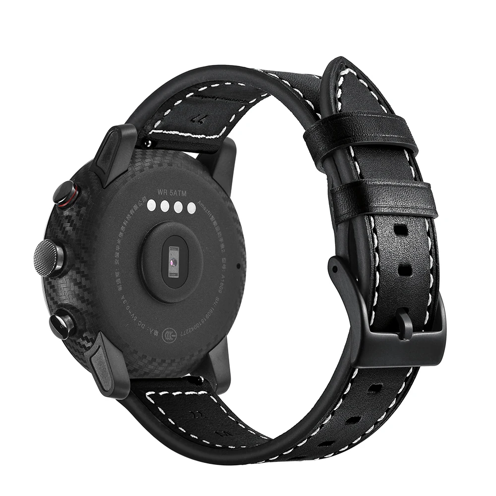 Для AMAZFIT 2 ремешок для часов 22 мм силиконовая вставка верхний слой коровья кожа сшивание сменный ремешок для часов AMAZFIT 1 браслет