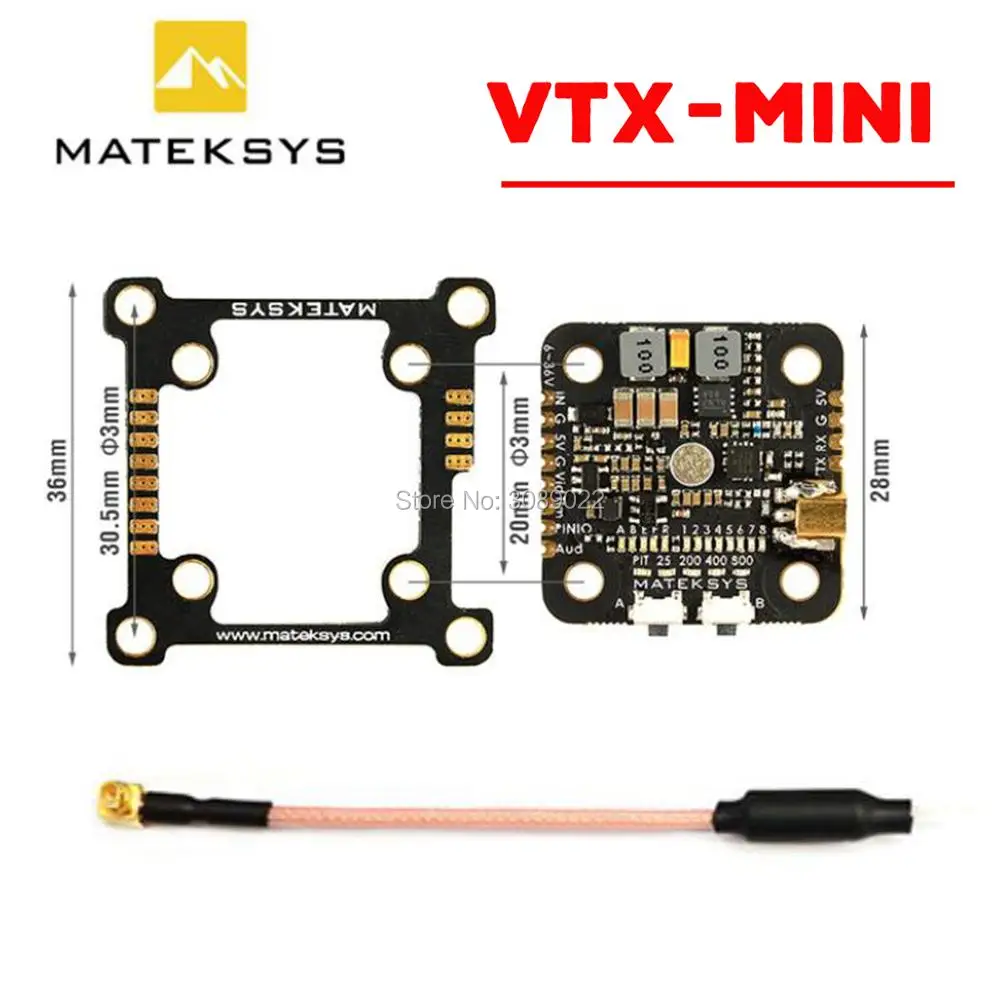 

Matek System Mateksys VTX-MINI VTX mini 5.8G 40CH Pit/25/200/400/800mW FPV Video Transmitter VTX for FPV Racing Drone