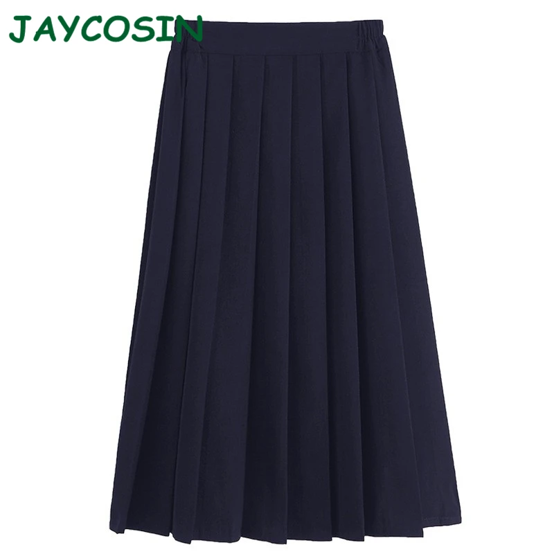 JAYCOSIN одежда для женщин модная школьная форма однотонная плиссированная повседневная юбка школьный стиль Высокая талия длинная юбка для девочек 1009