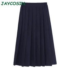 JAYCOSIN одежда для женщин модная школьная форма однотонная плиссированная повседневная юбка школьный стиль Высокая талия длинная юбка для девочек 1009