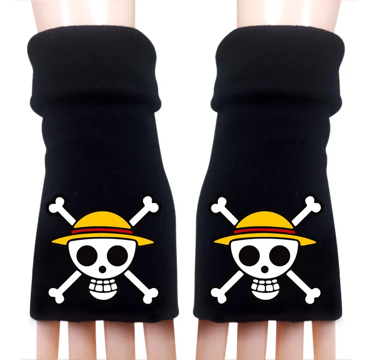 Аниме one piece Luffy Law вязаные перчатки хлопковые теплые перчатки на половину пальцев модные аксессуары для косплея подарок зима