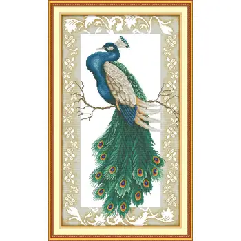 

Beautiful peacock DIY animal print cross-stitch kit 14ct11ct count needlework embroidery cross-stitch handmade crafts sewing set