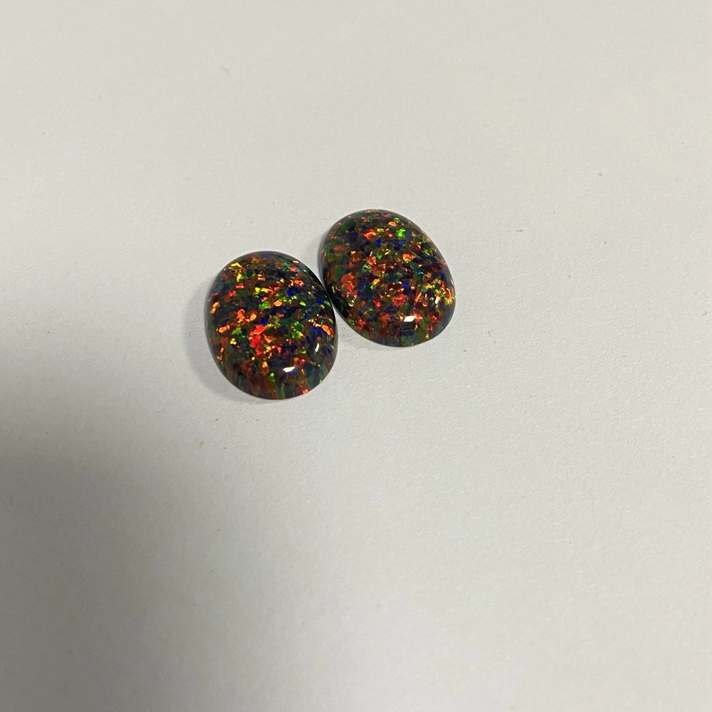 Meisidian Lab Created 13x18mm OP32 Flatback Cabochon Blck Opal Gemstone