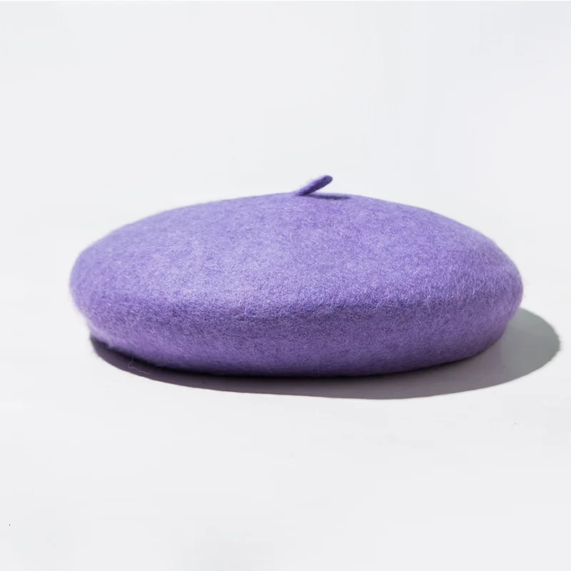 Purple Берет в стиле ретро на зиму и весну, теплая шерстяная, женские шапки для художников, модные Восьмиугольные кепки в британском стиле, винтажный женский берет - Цвет: Purple