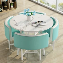 Ensemble de Table à manger, 4 chaises de bureau, siège de réception, Table de négociation, ronde, décontractée, pour les visiteurs