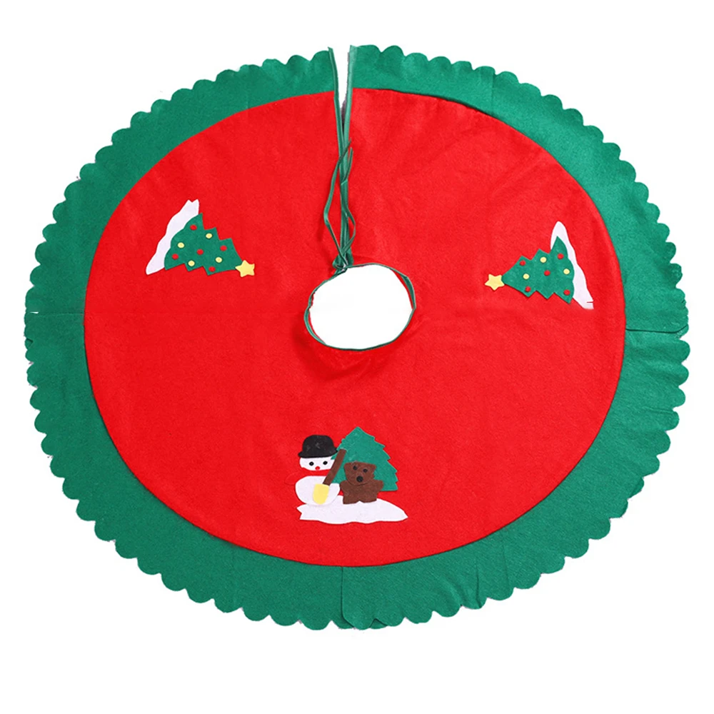 Merry Christmas Tree Skirts With Bandage Blanket Carpet Gift For Christmas Decorations And New Year Decorations 90CM - Цвет: Красный
