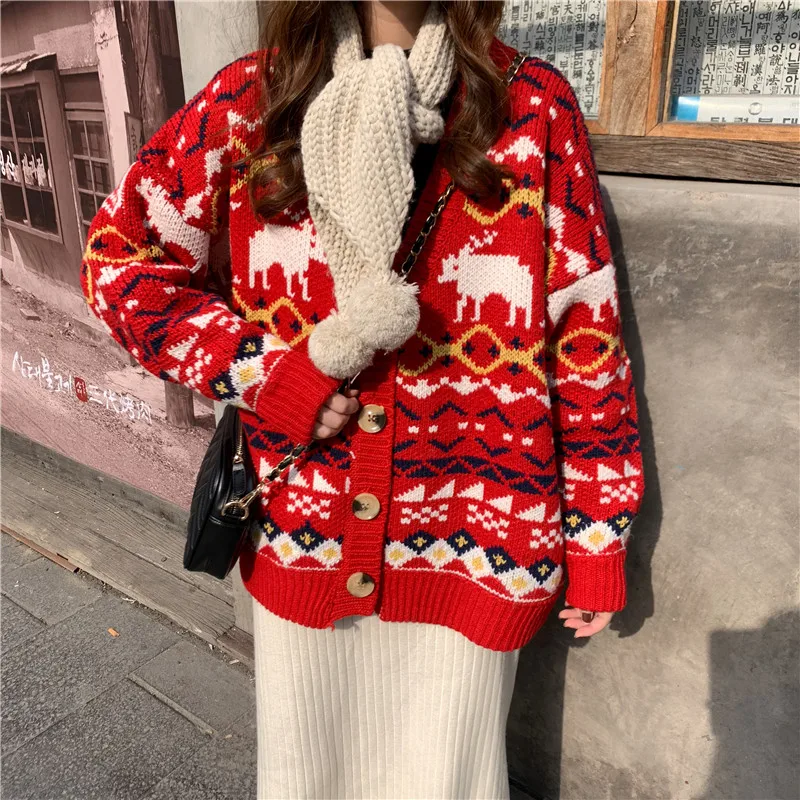 RUGOD/корейские рождественские женские модные шикарные вязаные пальто с рукавами «летучая мышь», однобортная одежда оверсайз