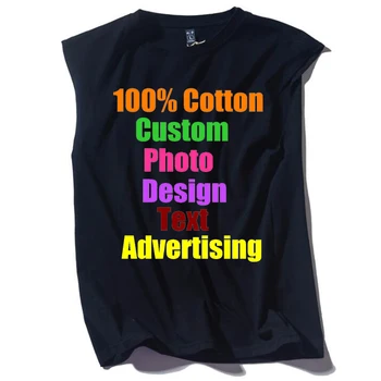 

Customize your picture LOGO summer sleeveless men's vest t-shirt loose hip-hop solid color casual fitness basketball top