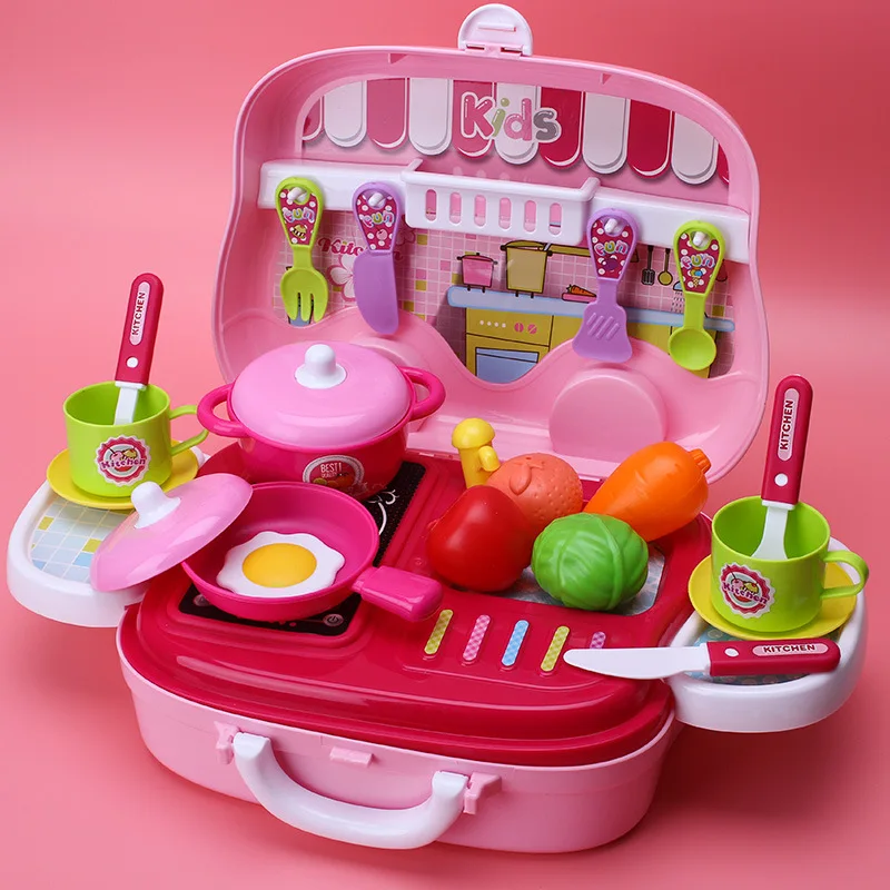 

Kitchen Play House Hand Travel Lugguge Cooking Toy Cook Kitchenware Storage Box Children GIRL'S Gift 3-6-Year-Old
