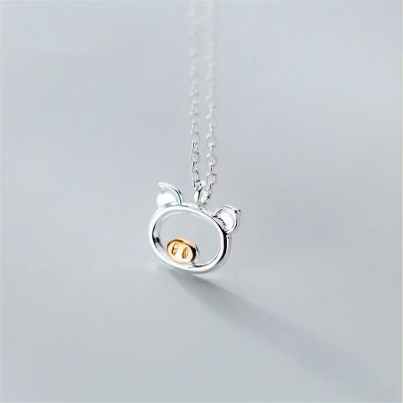 Charming Piglet Sterling Silver Necklace - 925 Animal Jewelry