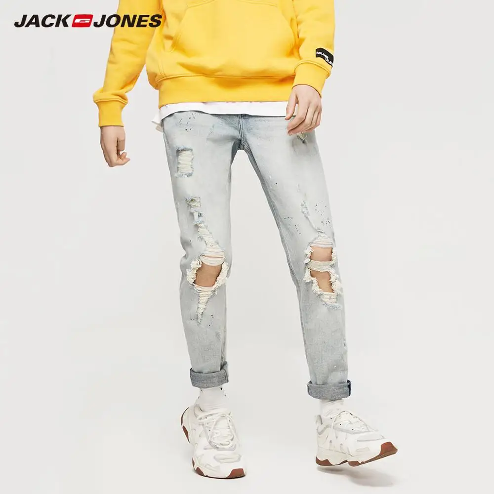 Мужские рваные джинсы JackJones с красками Мужская одежда стиль 219132599|Джинсы| |