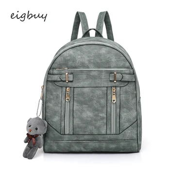 

Ladies cute backpacks Brand Zipper Lock Solid Pu Black Business school backpacks for teenagers mochila feminina schoolbag