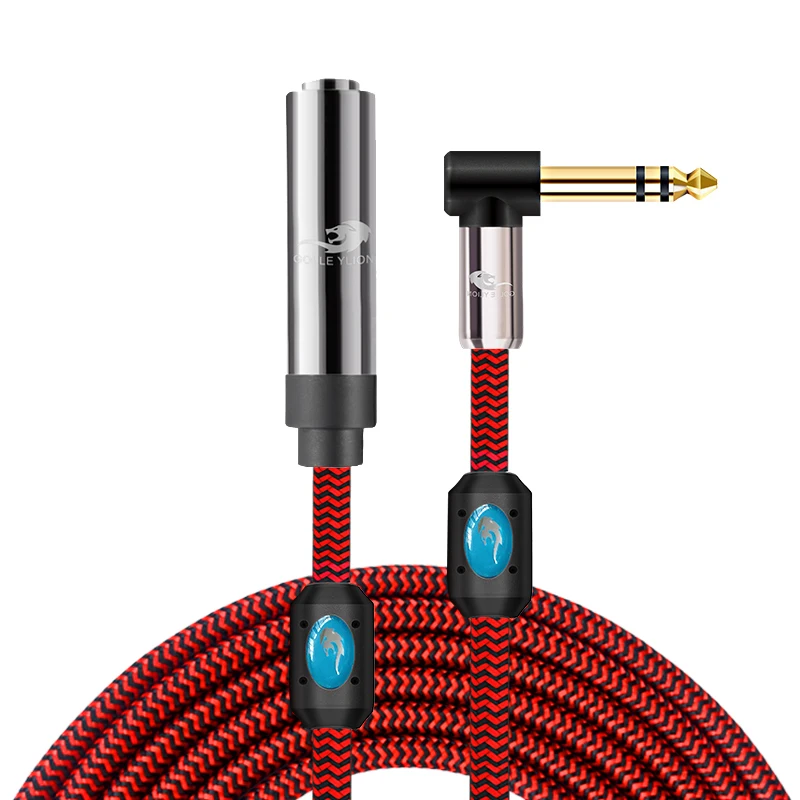 Stereo 6 35mm Extension Cable Angled TRS Jack 1 4 Male to Female for Monitor Headphone Premium OFC Audio Cable 1M 2M 3M 5M 8M