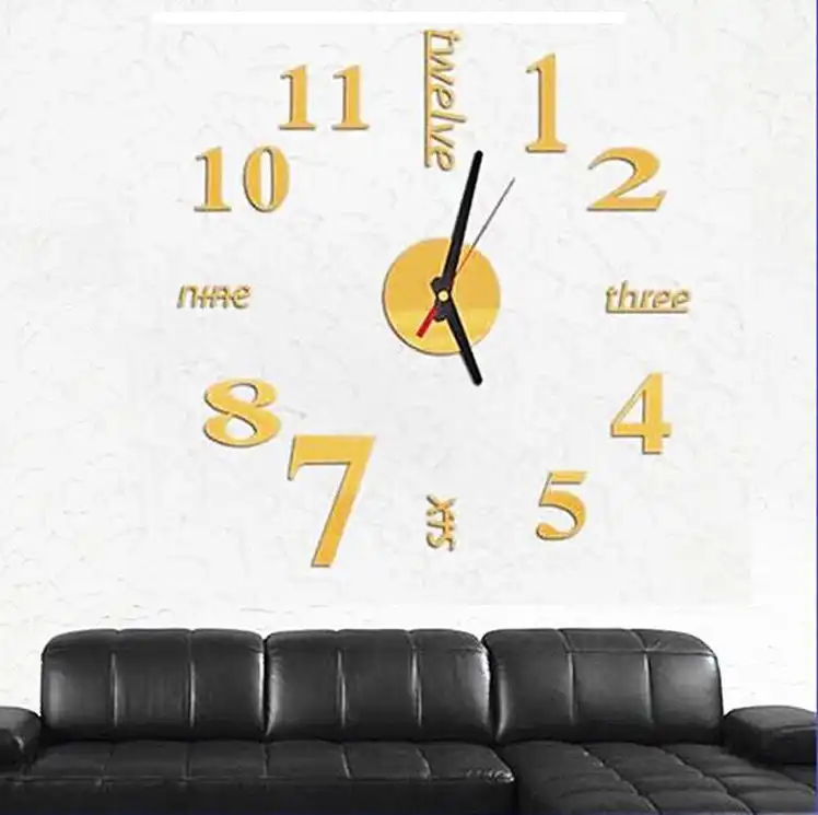 Pegatinas De Pared Diy Reloj 3d Con Espejo Grande Pegatinas De