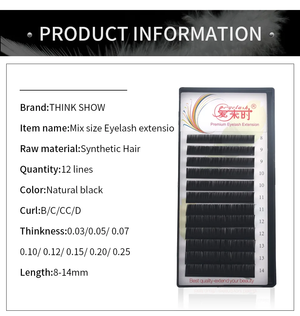 Thinkshow Individual Lash 100% Handmade 3D Volume Eyelash Extension Natural Long Korea Silk Mink Individual False Eye lashes