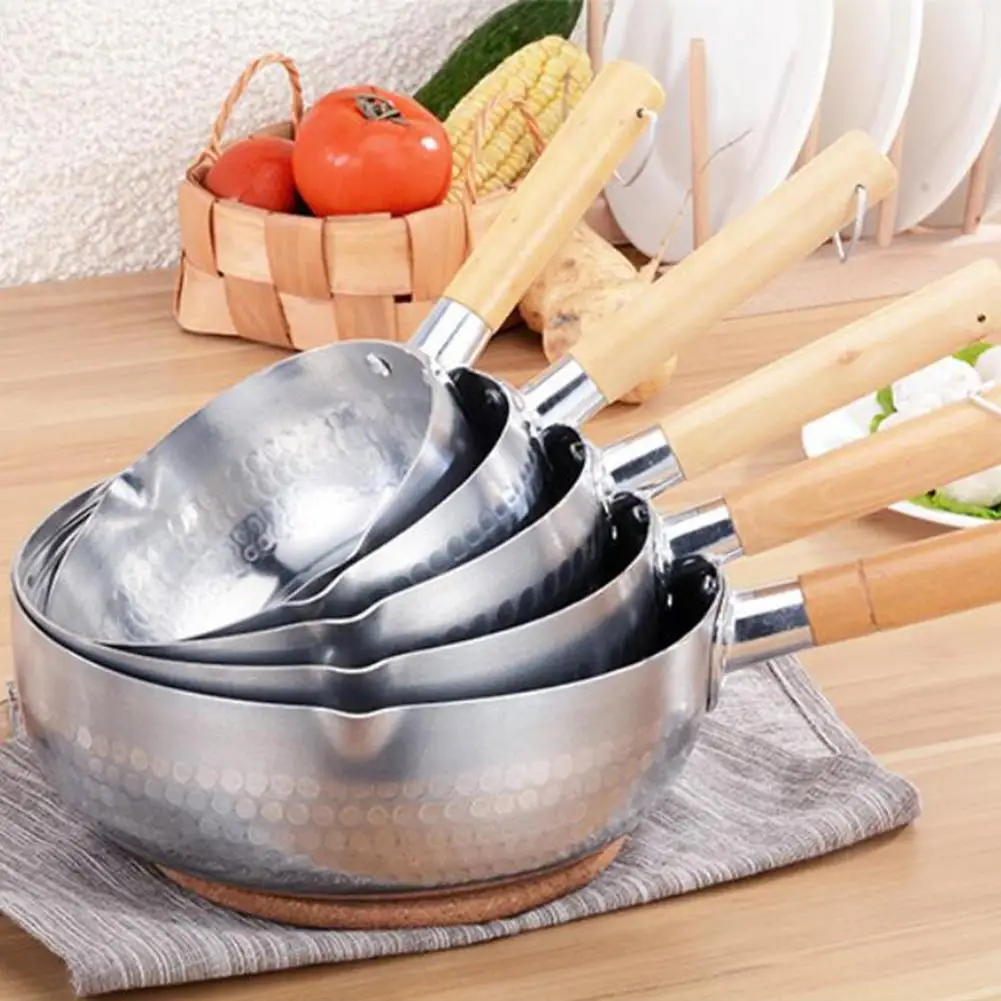 16/18/20/22/24 Cm Snow Pan Aluminum Nonstick Saucepan Wooden Handle Cooker Boiled Porridge Food For Gas Stoves Kitchen Supplies