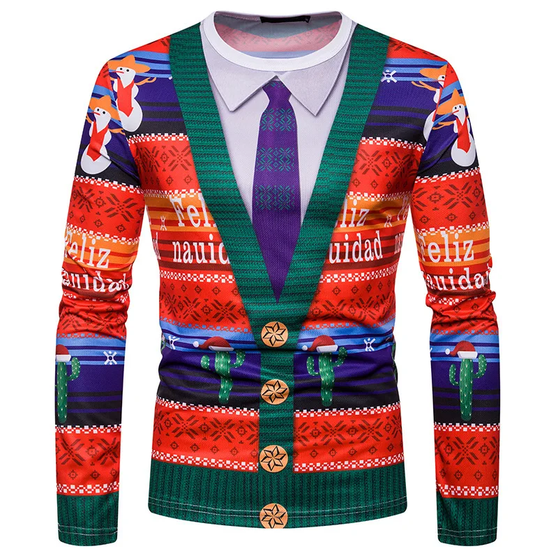 

2019 New Arrival Christmas Print Long Sleeve T-shirt