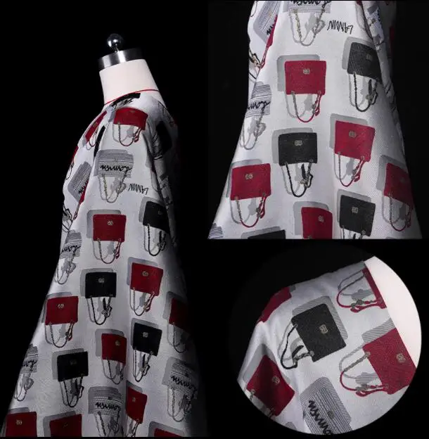 Белый цвет жаккардовый мешок Роза ткань пальто платье Швейные Патч текстиль diy полиэстер tissu ткань C906