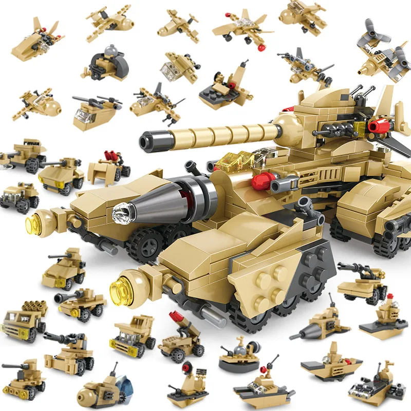 

16-in-1 Combination Building Blocks Boy Children Assembled ENLIGHTEN Unisex Spell Effective Model Toy 3-6-8- 10