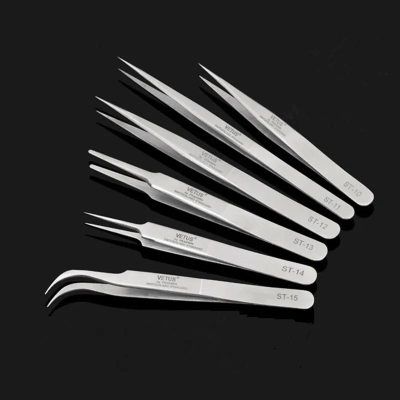 Vetus High Quality Professional Stainless Steel Slant Esd Stainless Steel Vetus St Series Tweezers St-10/11/12/13/14/15