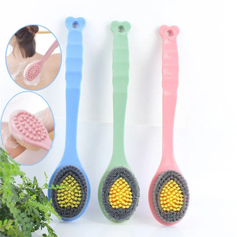 

Long Handled Plastic bathroom Body Bath Shower Back Brush Scrubber Skin Cleaning Massager Tail lanyard easy hanging @D