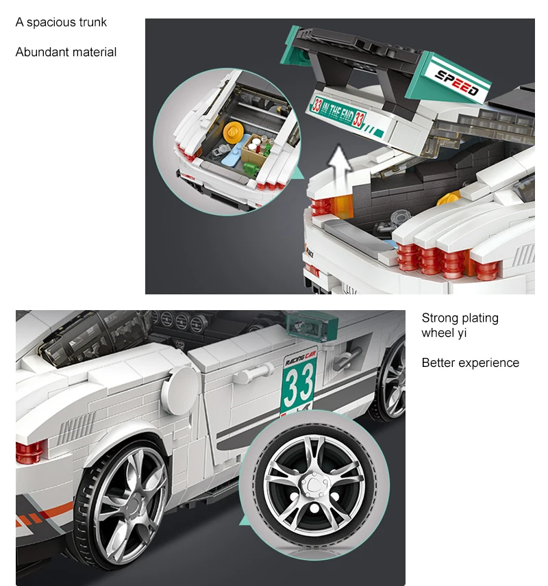 Velocidade de Corrida Modelo de Carro Blocos de Construção Brinquedos para Crianças Cidade Técnica Mini Supercar Veículo Tijolos Faça Você Mesmo Presente 4 Brinquedos e hobbies