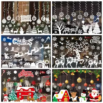 

Merry Christmas Decorations Window Stickers Santa Elk Wall Sticker For Chrstmas Home Window Display Decor Happy New Year 2021