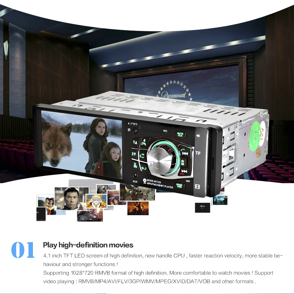 Flash Deal Universal 4.1" 1 Din Car Audio Auto Radio Stereo MP5 Player FM BT 2.0 Support Rear View Camera USB Steering Wheel Remote Control 6