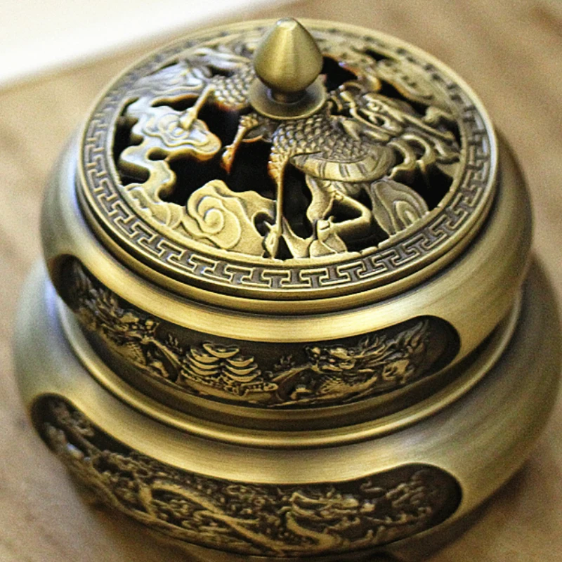 Роскошная китайская ароматическая горелка с металлическим драконом винтажная