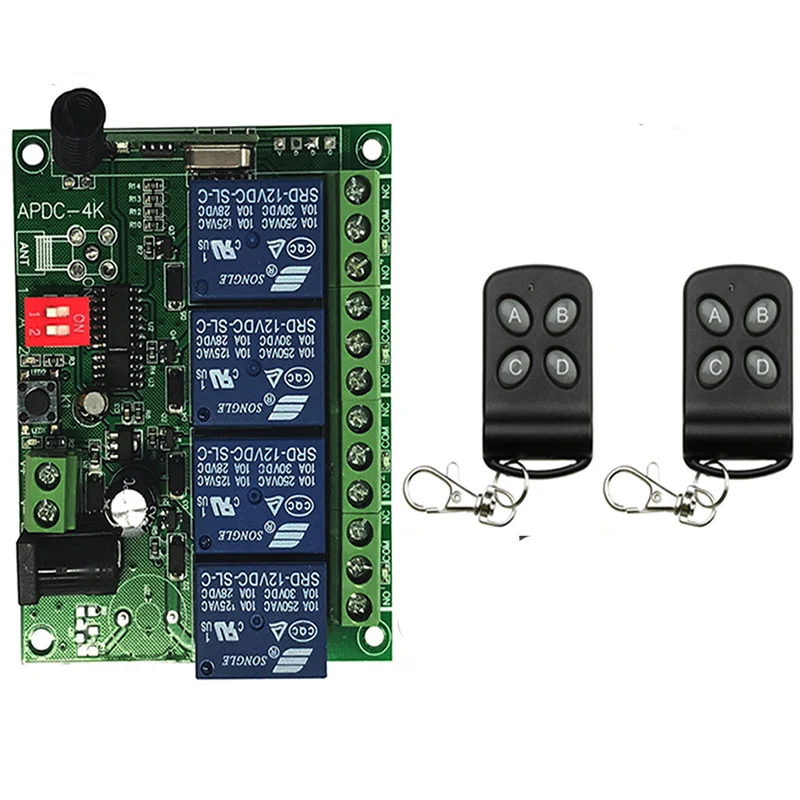 

DC 12V 24V 4CH 4 CH 4 Channel 10A Relay RF Wireless Remote Control Switch System 315 MHz 433 MHz Transmitter And Receiver