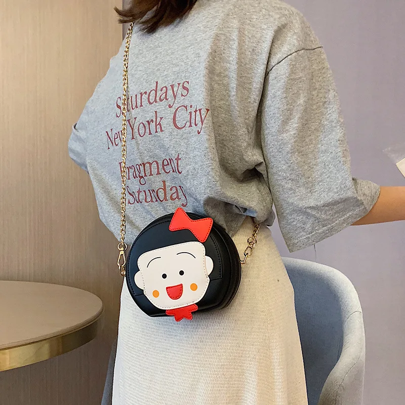 

Summer cute female 2019 new fashion girl cartoon Messenger bag ins net red mini round bag