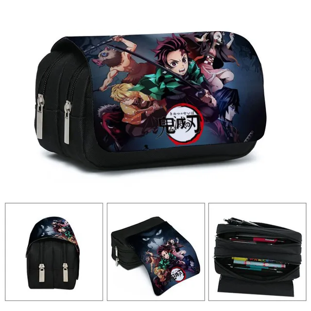 1Pcs Anime Demon Slayer Kimetsu No Yaiba Pencil Case Zipper Student Stationery Wallet Storage Bag School Season Gift style17