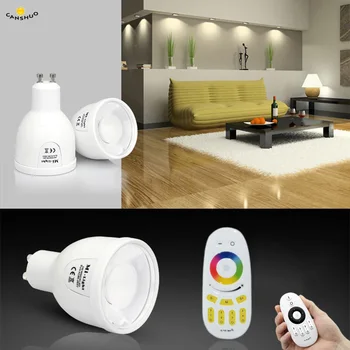 

Dimmable LED Lamp Light Spotlight Indoor Living Room Decor RGBWW MiLight AC86-265V 5W LED Bulb GU10 5w 2.4G RF Remote Controller