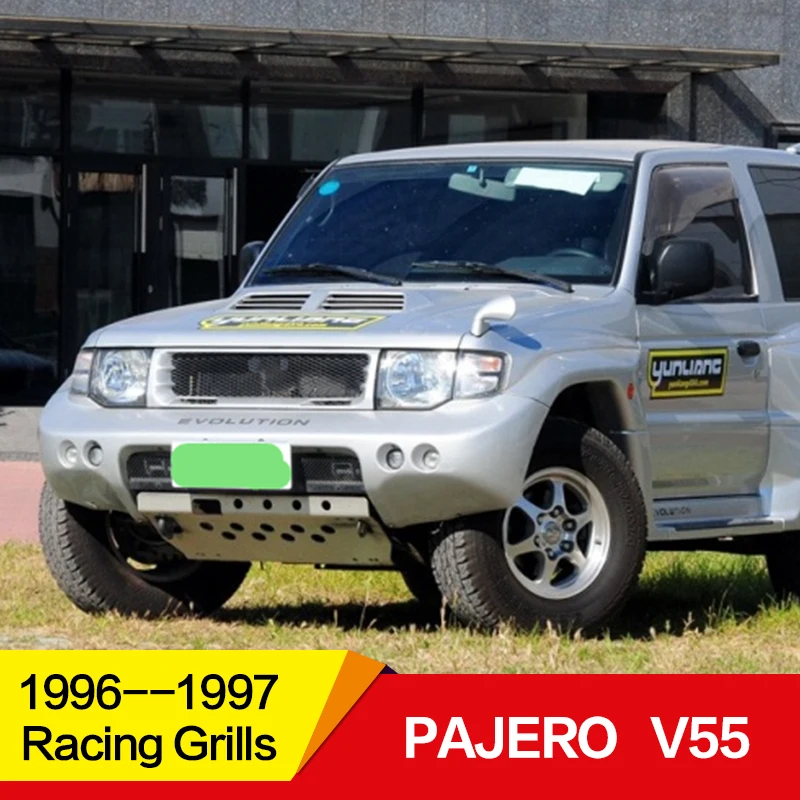 

Use for mitsubishi pajero V55 Racing Grills 1996 year Refitting Front Center Racing Grille Cover accessorie no car logo