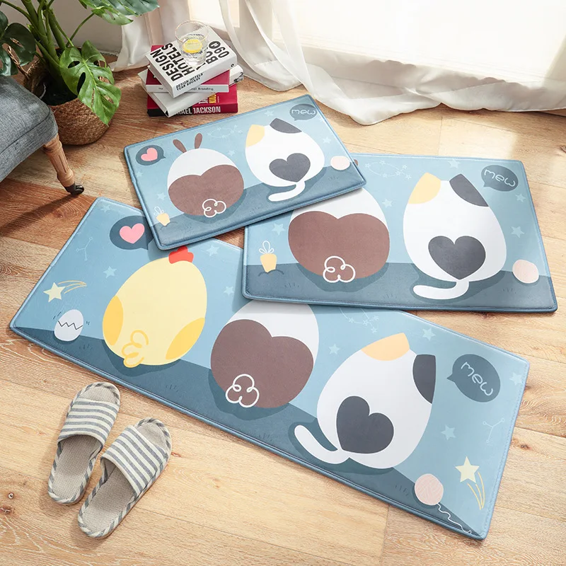 Cartoon Long Kitchen Mat Bath Carpet Floor Mat Home Entrance Doormat Absorbent Bedroom Living Room Rug Slip-resistant