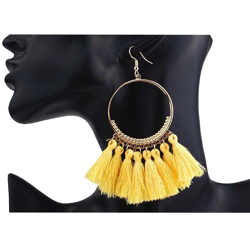 cjh002-2 Christmas Hoops Tassle Tassel Earrings Drop Fringe Earrings