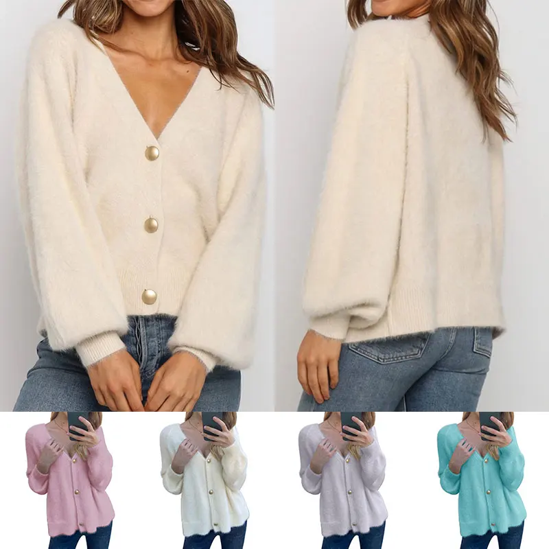 

Coat Women Cardigan Single-breasted V Neck Warm Knitted Sweater Autum Winter Causul Fashion Solid Women Knitted Sweater Jackets