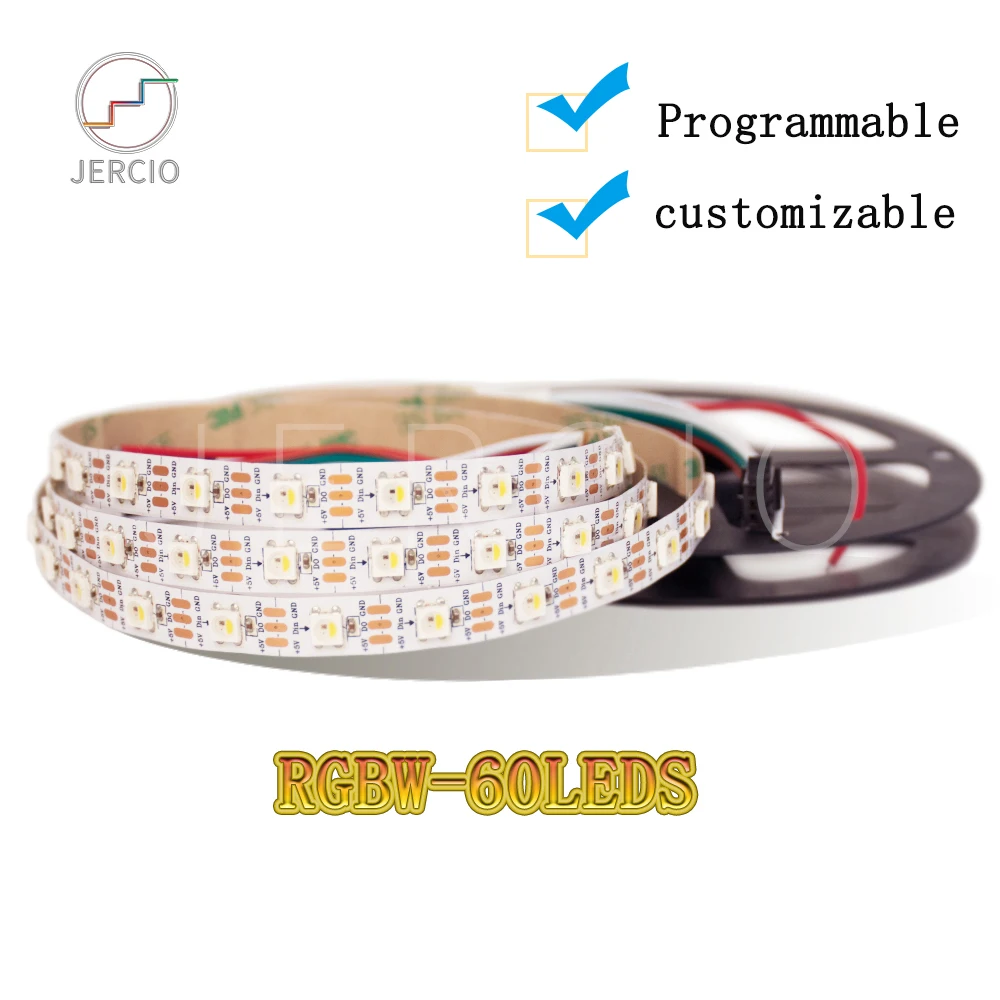 

JERCIO RGBW WS2812B 60LEDS/PIXEL SK6812IC CHIP SMART LED STRIP LIGHT ;individually addressable WATERPROOF ip20/65/67 DC5V