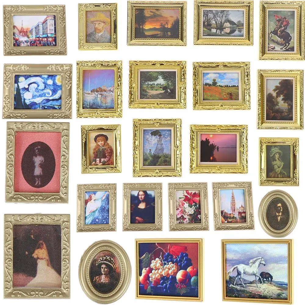 Mural Painting Wall-Picture Dollhouse Miniature Photos Casa-De-Munecas Vintage for 1:12