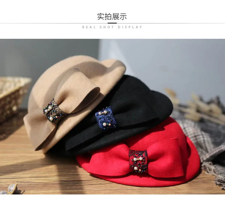 QDKPOTC Осень Зима Новинка шерсть шляпы Модные женские Fedoras высокое качество берет Кепка Банкетная шляпа невесты Бортпроводник