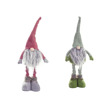 

2x Christmas Ornaments Faceless Doll Swedish Gnome Plush Doll Favor Party Decoration for Home New Year Gift Green & Gray