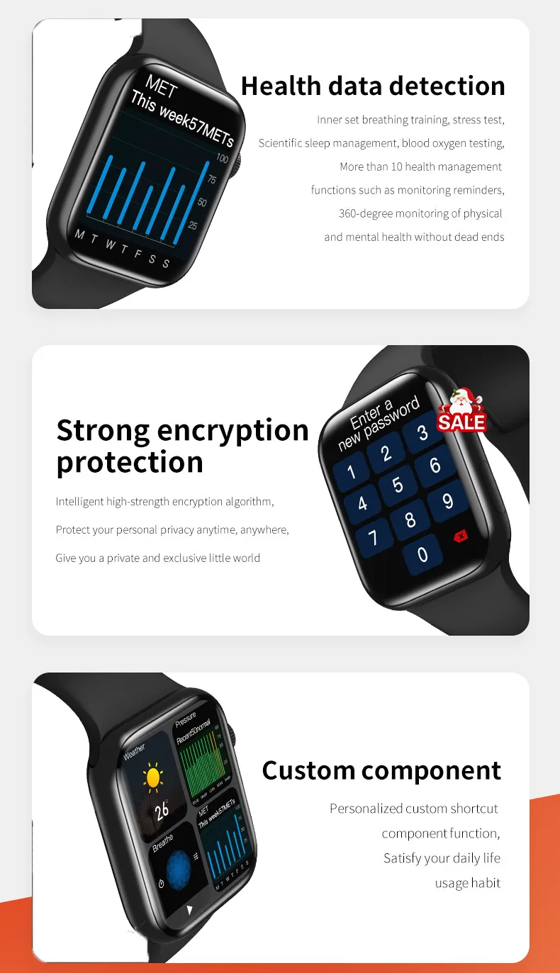 Original HW16 44mm Smart Watch Series6 Men 320*385 Screen Custom Picture Smartwatch Women Bluetooth Call 2022 pk FK88 IWO13 W46