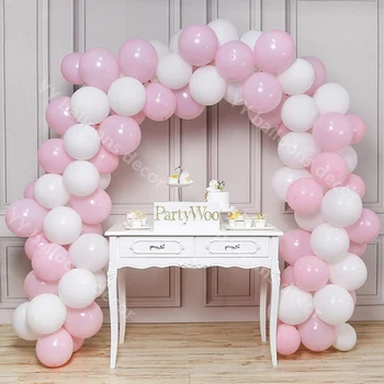 

100pcs Balloon Arch 1 10inch Latex Light Pink White Happy Birthday Party Decoration for Baby Shower Wedding Party